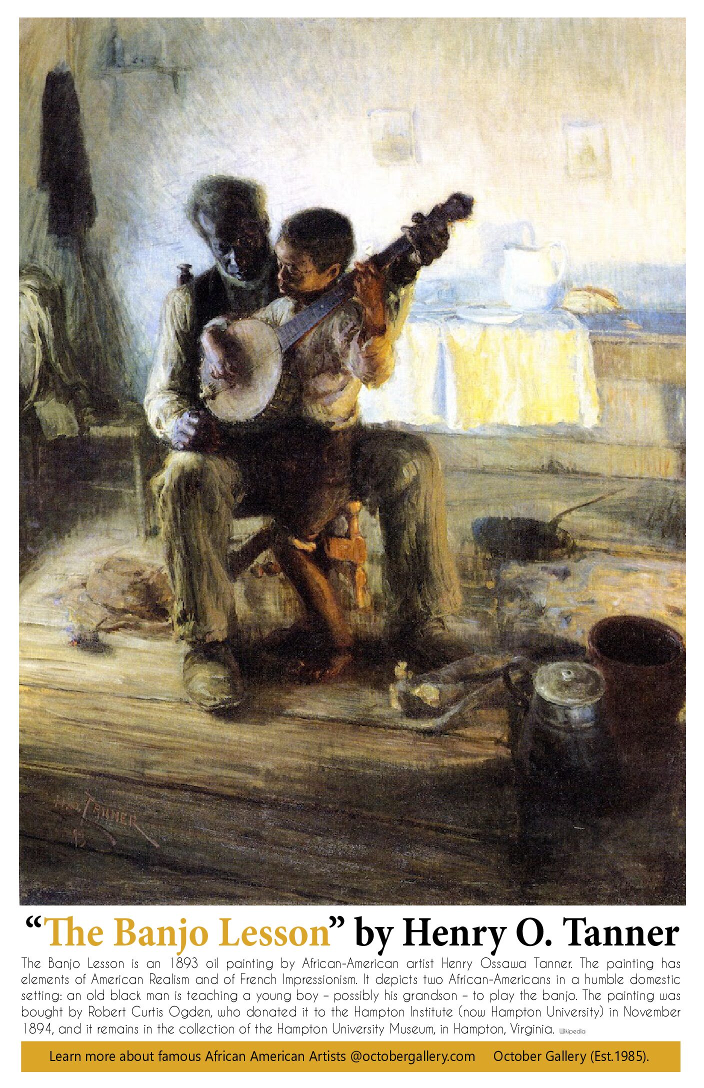 Make a Donation: The Banjo Lesson by Henry O. Tanner 11" x 17"